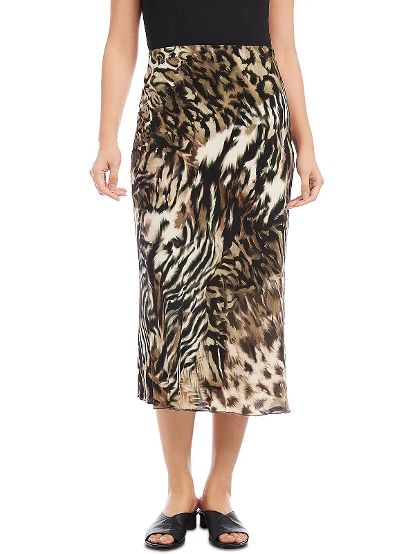 Womens Midi Animal Print Midi Skirt