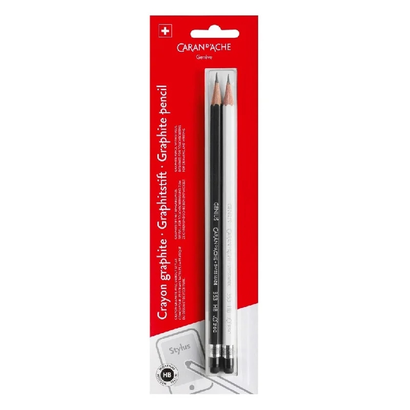 Art supplies for making decorative lanterns​ Caran d'ache Genius Graphite Pencil HB With Stylus Tip- 2pcs Blister Pack
