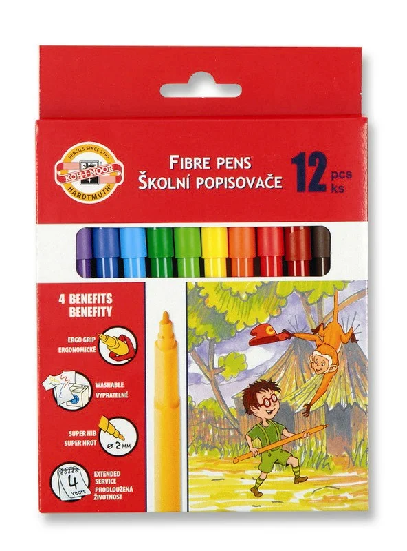Handicraft supplies for making Christmas decorations​ Koh-I-Noor Fibre Triangle Grip Pen Set of 12