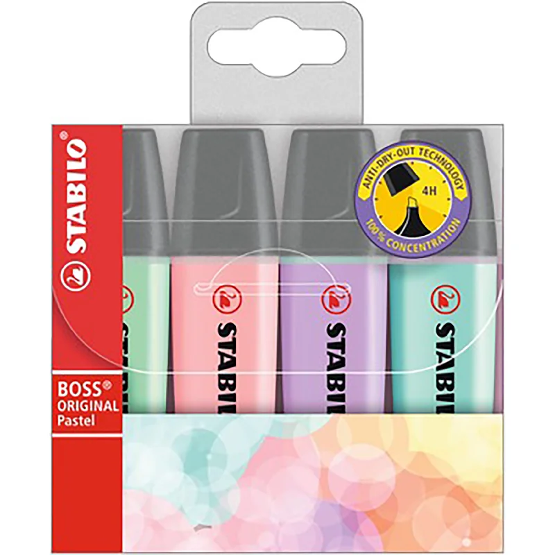 Art therapy supplies for mental health support​ Stabilo Boss Pastel Highlighter Wallet Of 4