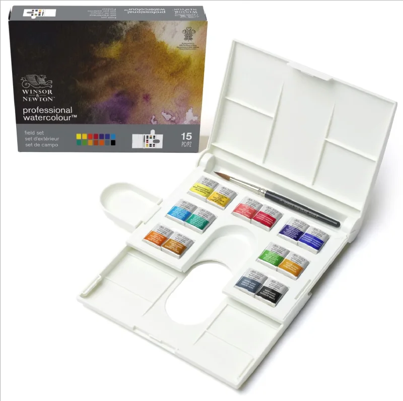 High - end art supplies for professional illustrators​ Winsor & Newton Professional Watercolour Half Pan Paints Compact Set Of 14