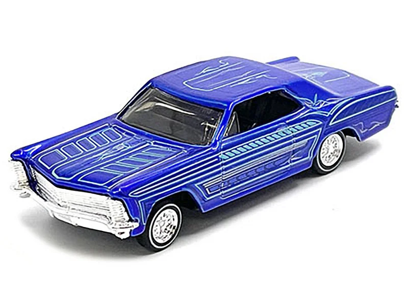 Space - station model toys for long - term - space - stay scenarios​ 1965 Buick Riviera Candy Blue with Graphics "Lowriders" "Maisto Design" Series 1/64 Diecast Model Car by Maisto