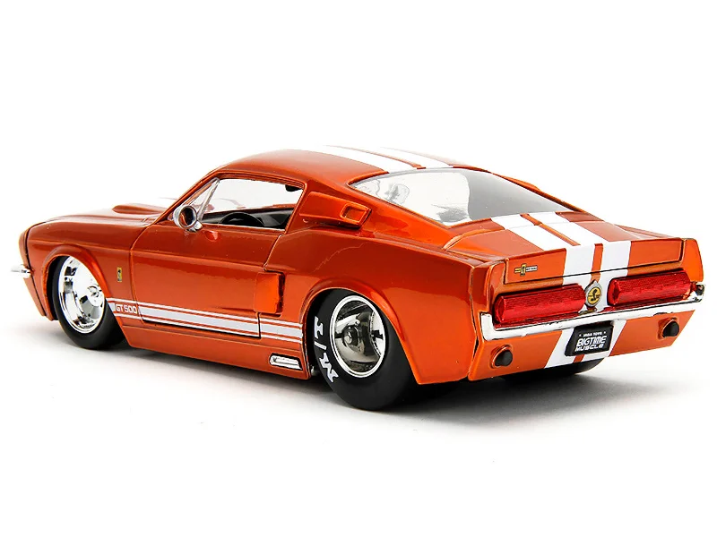 Superhero - lair model toys for comic - book fans 1967 Ford Mustang Shelby GT500 Candy Orange with White Stripes "Bigtime Muscle" Series 1/24 Diecast Model Car by Jada Superhero - lair model toys for comic - book fans 1967 Ford Mustang Shelby GT500 Candy Orange with White Stripes "Bigtime Muscle" Series 1/24 Diecast Model Car by Jada