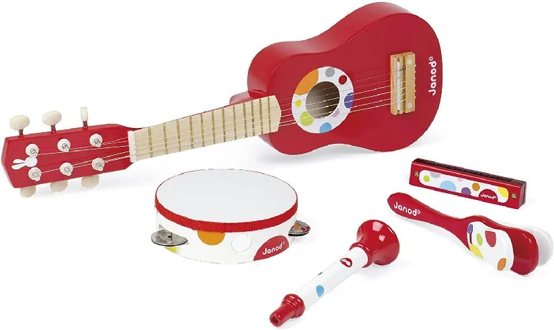 Wooden push - along toys for mobility support​ Janod Confetti Music Live Wooden Musical Set