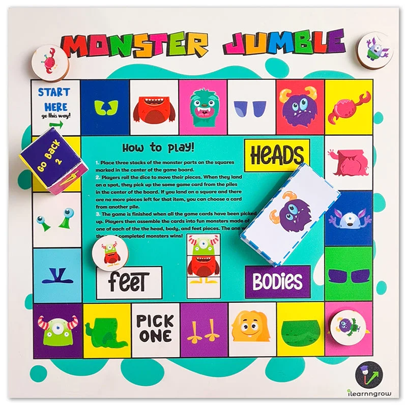 Wooden scented toys for olfactory experiences​ Monster Jumble Board Game- Make the Monster and Win the Game