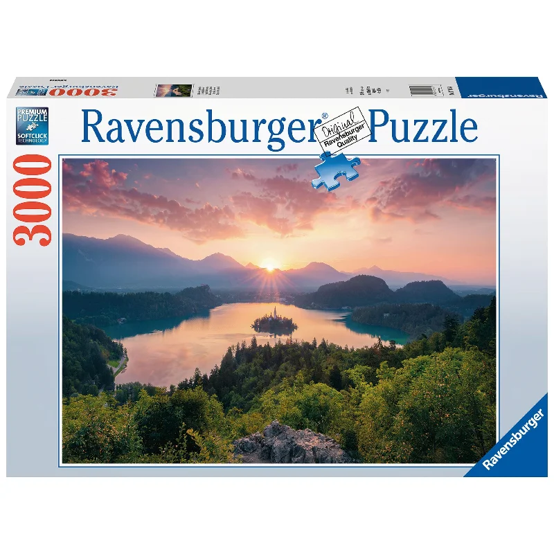 Puzzle - shaped shower curtains for bathroom decor​ Ravensburger Lake Bled Slovenia 3000 Piece Puzzle