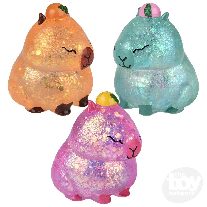 Plush toys for delivery drivers with truck - or package - shaped accents​ Squeezy Sugar Capybara 2.5"